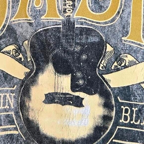 Johnny Cash T Shirt Medium Acid Wash Graphic Band Tee Man in Black Guitar Cotton - Picture 3 of 6